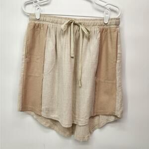NWT Fetch & Co Tan Linen Blend High‎ Low Mini Pull on Skirt Women's XL